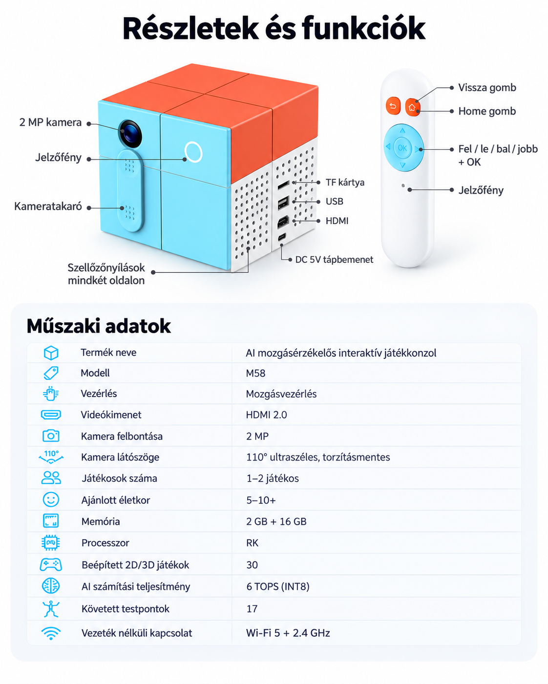 MoToPlay M58 AI mozgásvezérelt játékkonzol